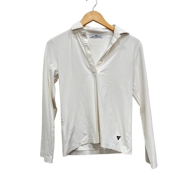 Walter Genuin White Polo Long Sleeve Top Womens Size Small - Picture 1 of 13